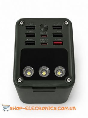 Зовнішній аккумулятор Павербанк Konfulon A28Q 60000mAh Type-C, QC/PD, 22.5W 5A з ліхтариком Зелений