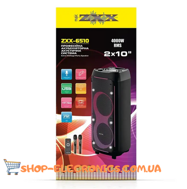 Портативная напольная переносная колонка ZXX-6510 100Вт USB/TWS/SD/REC/LED/EQ/FM/BT/ДК