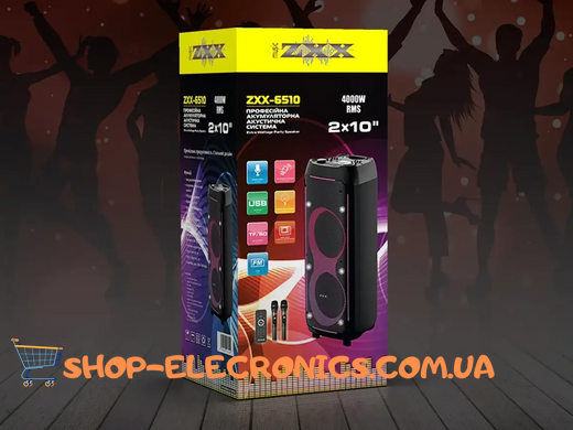 Портативная напольная переносная колонка ZXX-6510 100Вт USB/TWS/SD/REC/LED/EQ/FM/BT/ДК