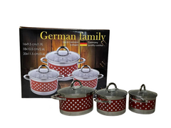 Набір каструль German Family з нержавіючої сталі (багатошарове дно) 6 предметів