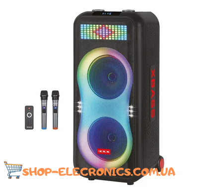 Портативная напольная акустическая система ZXX-1510 100Вт 2x10" с LED-подсветкой