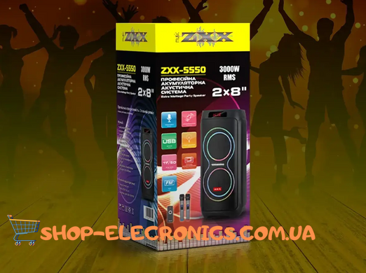 Переносная портативная Bluetooth-колонка ZXX-5550 80Вт + 2 микрофона