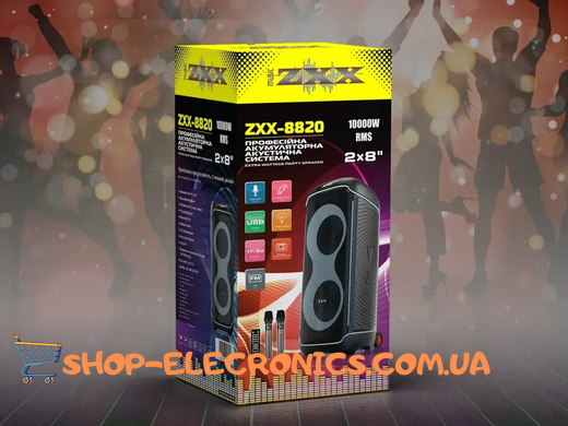 Bluetooth-колонка ZXX-8820 60Вт 2x8" с 2 микрофонами и пультом