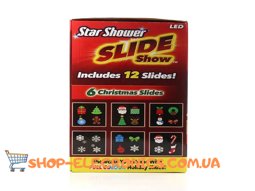 Проектор новорічний з картриджами (12 змінних світлових слайд-шоу) Slide Show 12 картинок-слайдерів