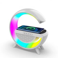 Портативна колонка з RGB-підсвіткою BT/TF/Wireless Charger/USB/FM/AUX 5 Вт, білий