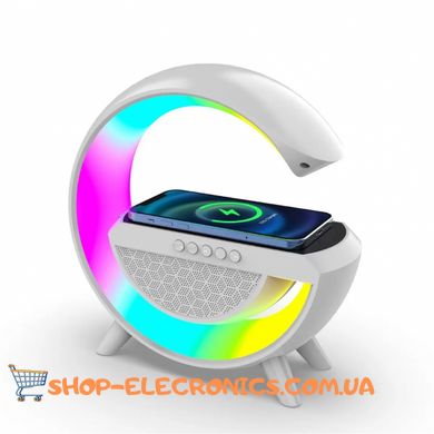 Портативна колонка з RGB-підсвіткою BT/TF/Wireless Charger/USB/FM/AUX 5 Вт, білий