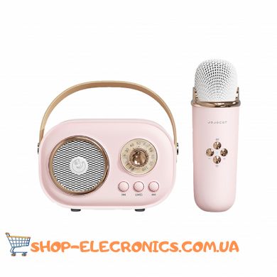 Портативна колонка з мікрофоном Platinum C-20 BT/TF/USB/FM з вологозахистом 5 Вт, рожева