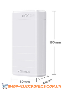 Повербанк для ноутбуків, планшетів та смартфонів 40000 mAh Power Bank Remax RPP-310 зі швидкою зарядкою 65W PD+QC