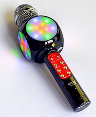 Бездротовий мікрофон Караоке з динаміком і світломузикою USB, AUX Wster WS-1816 в чохлі Чорний