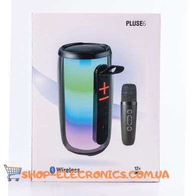 Портативная колонка Pulse 6 с микрофоном BT/TF/FM/AUX/USB с подсветкой 15 Вт, белая