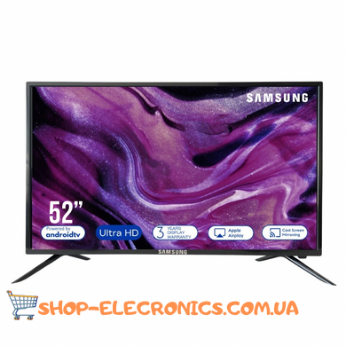 Телевизор Samsung 52" Bluetooth 4K Smart TV с Android 13 + Крепление для ТВ