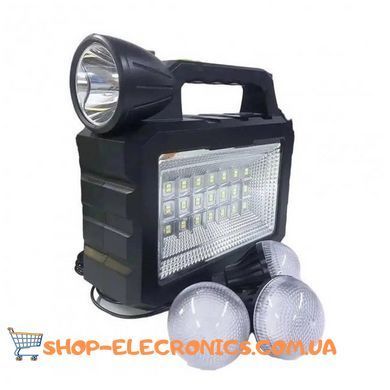 Фонарь с солнечной панелью и 3 лампочками + повербанк CL-28