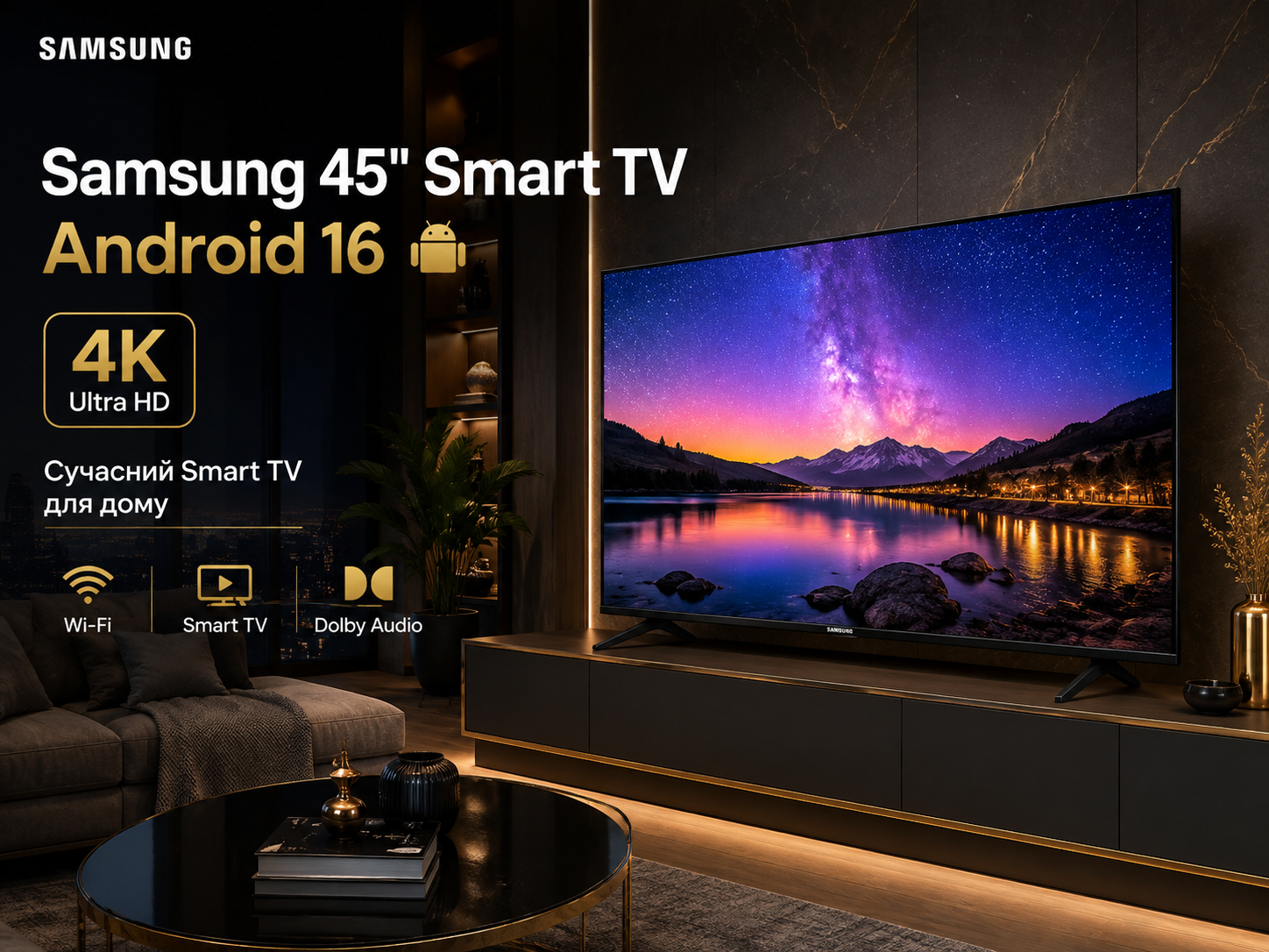 Smart TV Android 16 на телевізорі Samsung 45