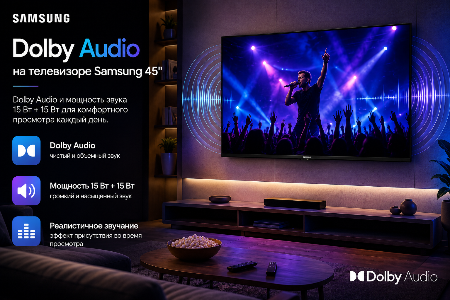 Dolby Audio на телевизоре Samsung 45