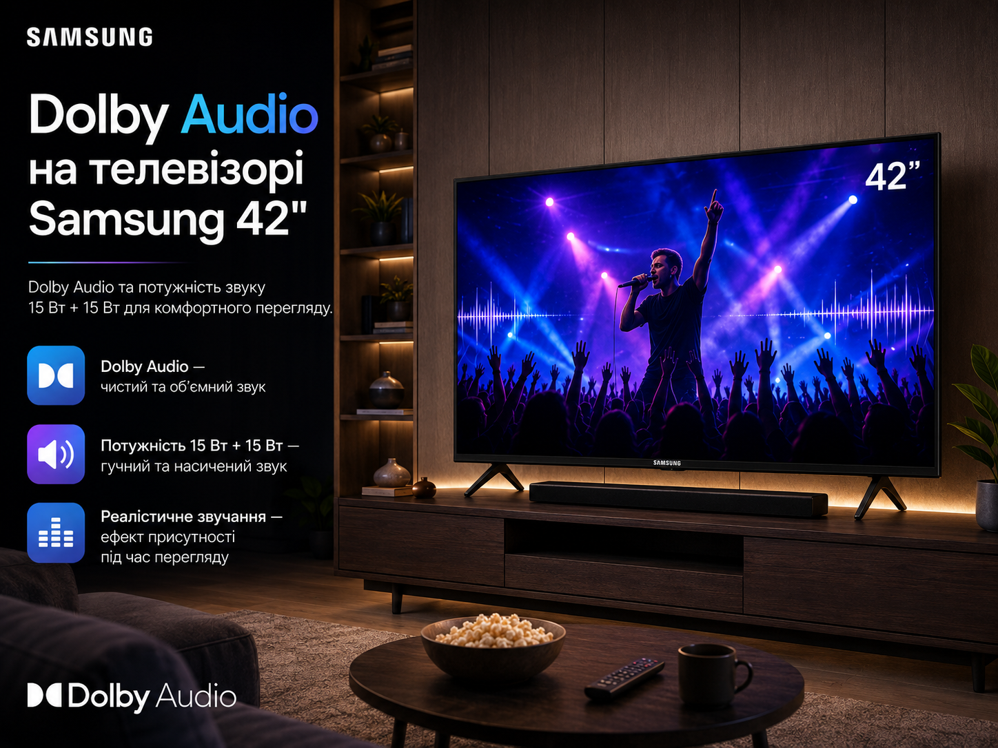 Dolby Audio на телевізорі Samsung 42