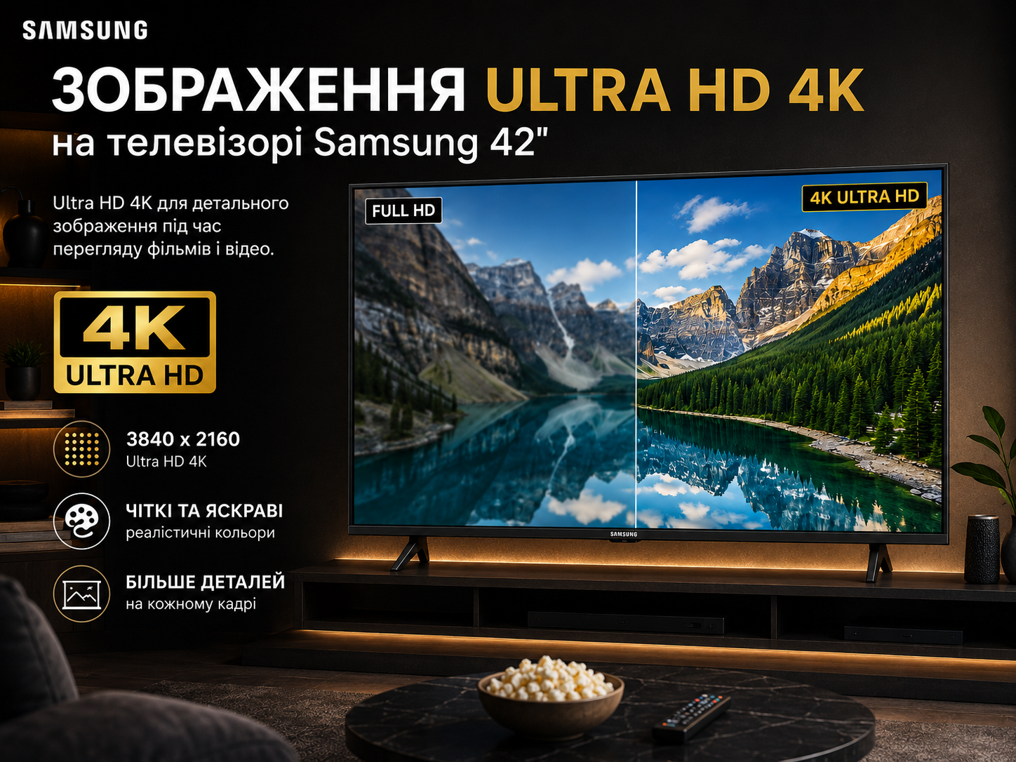 Зображення Ultra HD 4K на телевізорі Samsung 42