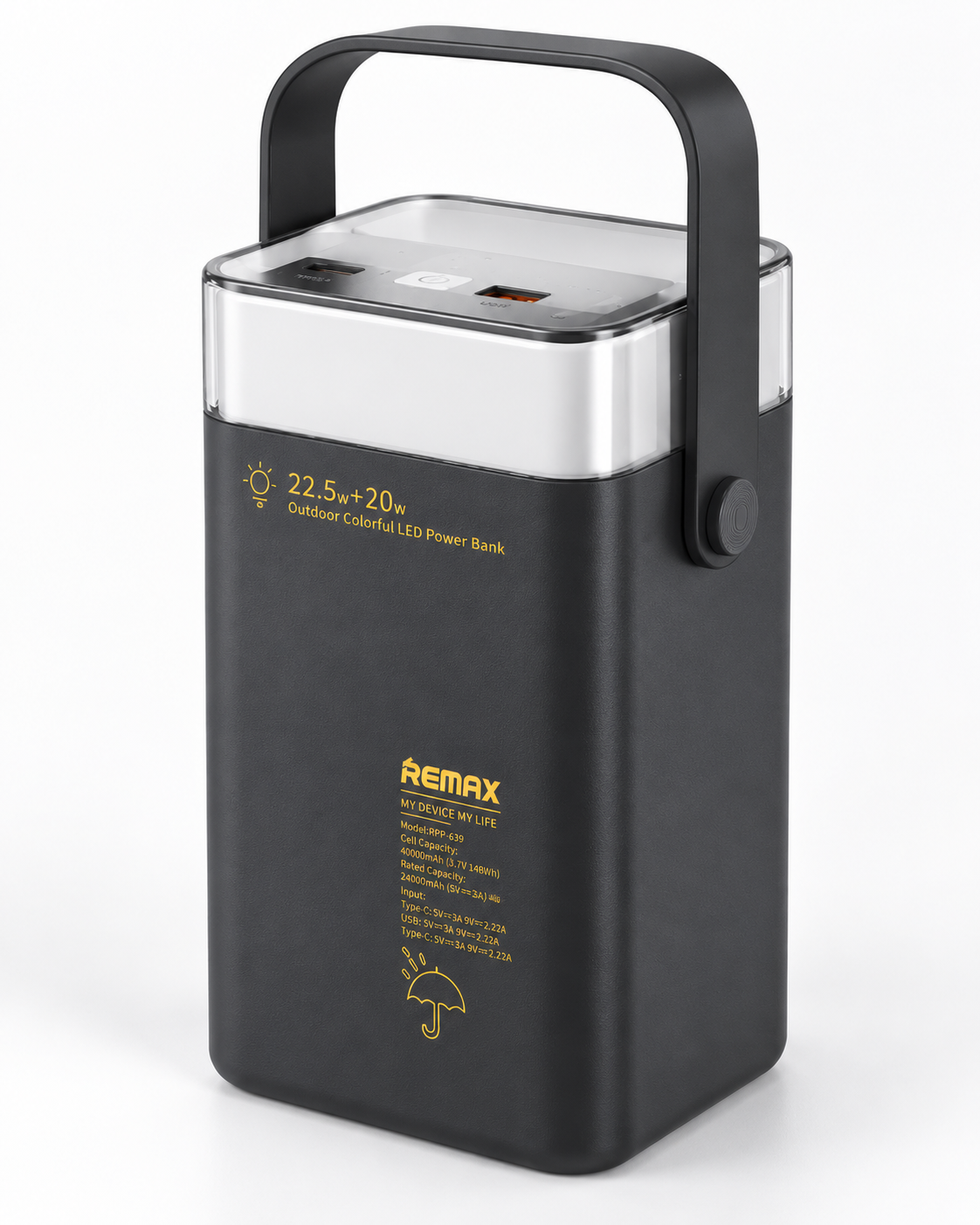 Повербанк Remax 40000 mAh вигляд збоку